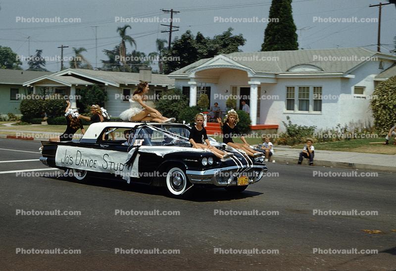 Jo's Dance Studio, Ford Thunderbird Car, girls, woman, leotards, August 1958, 1950s