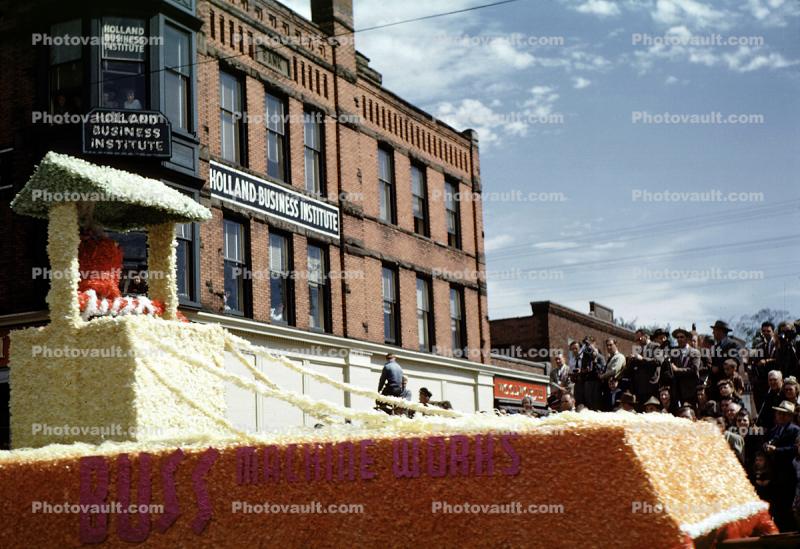 BUSS Marine Works float, Holland Business Institute, Well, Parade in Holland Michigan, 1950s