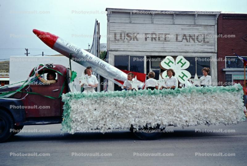 Rocket, Truck, float, Fairview 4-H Club, 4-H Parade, Lusk, 1960s