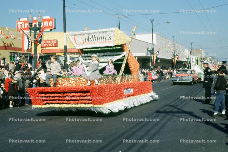Goldblatt's float, car, crowds