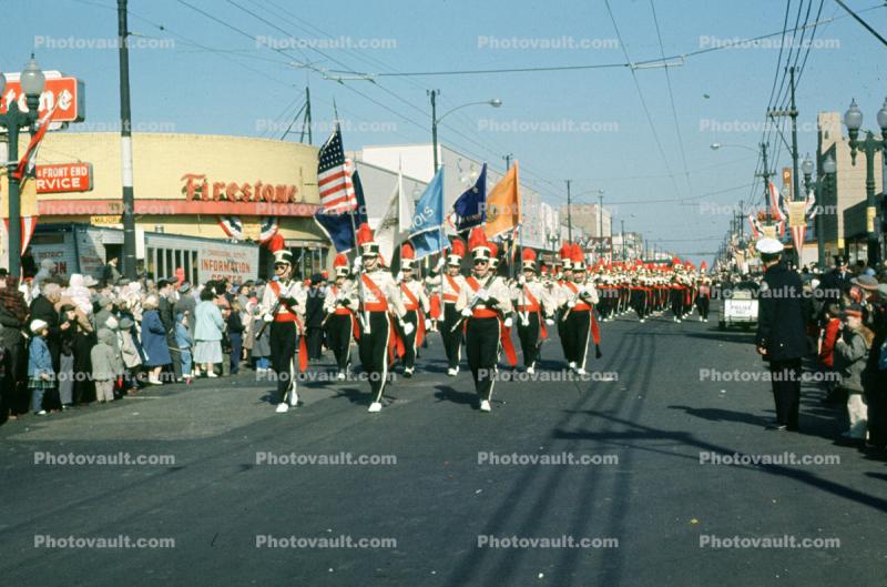 Firestone Store, Color Guard, Marching Ban