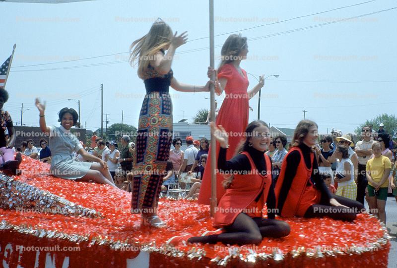 Mod Dress women on a float, 1960s