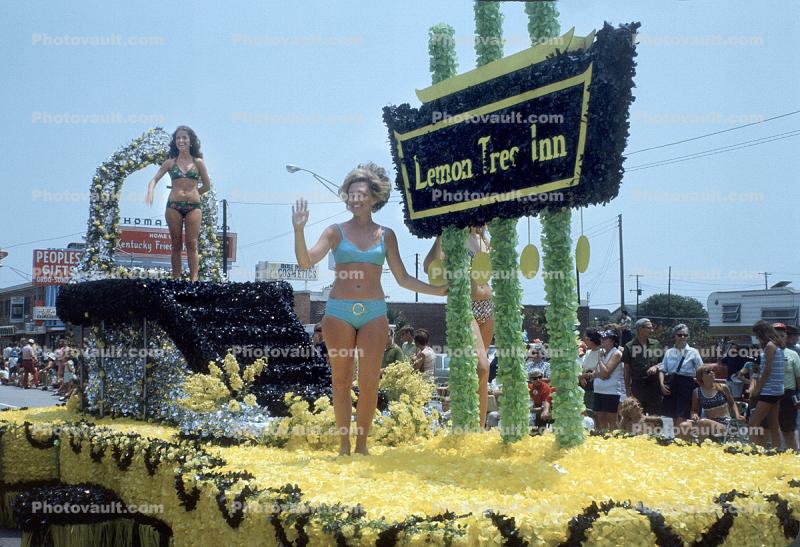 Lemon Tree Inn, Bikini Woman on a Float, bouffante, 1960s