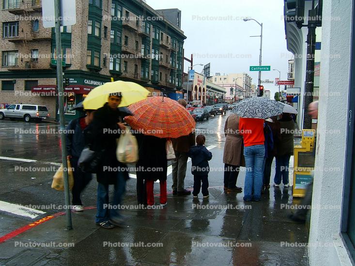 Umbrellas, sidewalk, North-Beach