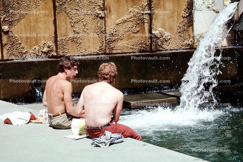 Shirtless Men Sitting in the Sun, Justin Herman Plaza Fountain