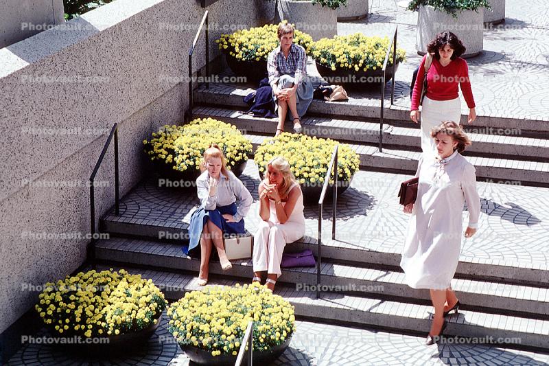 steps, woman, sitting, Lady, Women, Female, The Embarcadero Center