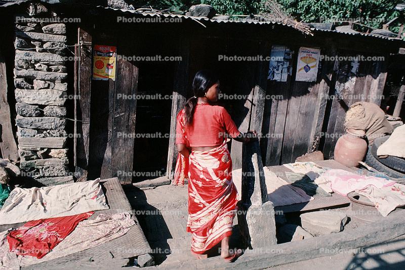 Woman, building, Kodari, Road in the Himalayas, Araniko Highway