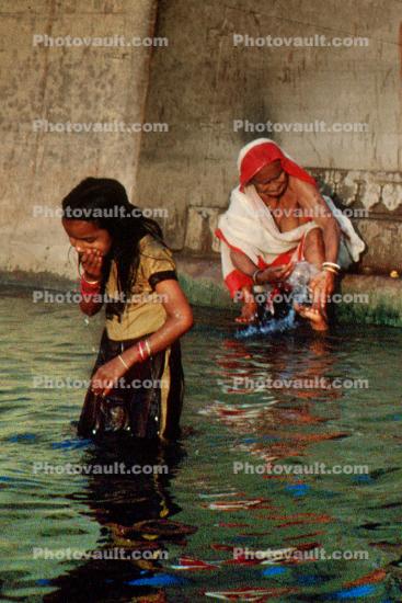 Ganges River, Banaras, Woman, Girl, Bathing, Uttar Pradesh, India