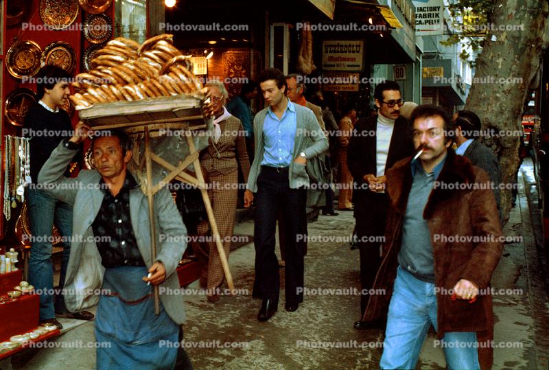 Istanbul, Turkey, Men, Smoker, Walking, Bread