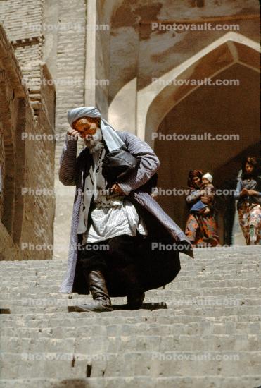 Man Walking Down the Steps, stairs, Samarkand