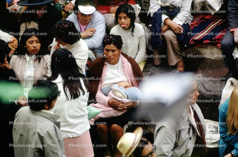 Woman, Women, Breastfeeding, Crowded, Cuzco, Peru