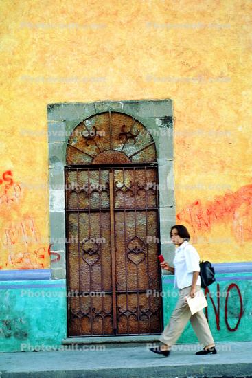 Man Walking, Door, Doorway, Entrance, Wall, Morelos, Mexico