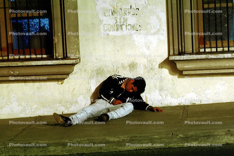 Man sleeping on the streets, Oaxaca, Mexico