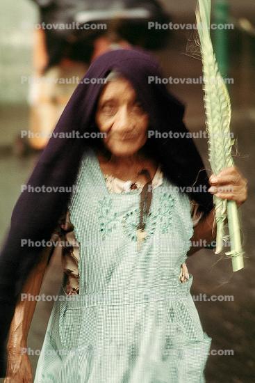 Woman, Palm Fronds, dress, Oaxaca, Mexico