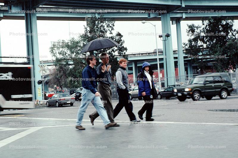 Man Walking, rain, crosswalk, umbrella, Division Street