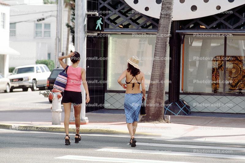 Women Walking, sidewalk