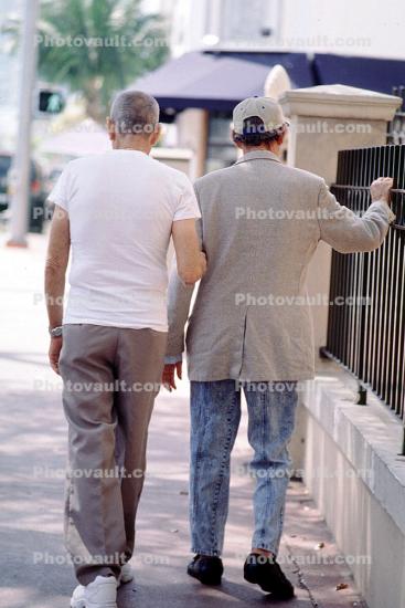 Men Walking, sidewalk, awning