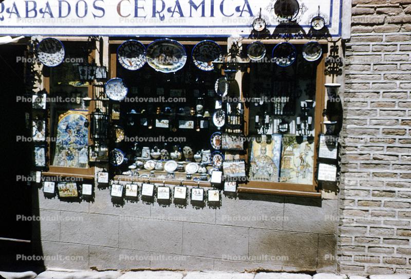 Ceramica, Window, Trinkets, Store, Storefront, Toledo, Spain, 1950s