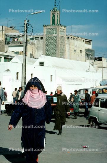 Woman, Walking, Burka, Casablanca, December 1978, 1970s