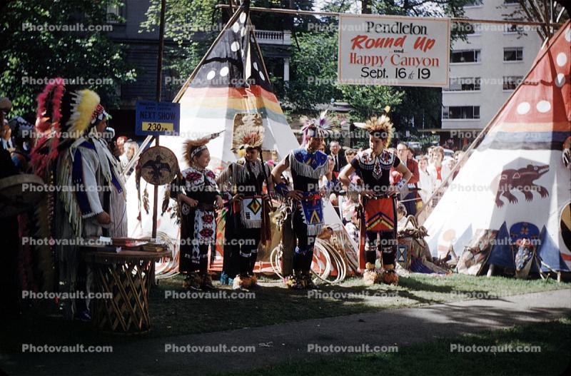 Happy Canyon, Round-up, Indians, Show, Pendleton, Portland Oregon, August 1959, 1950s