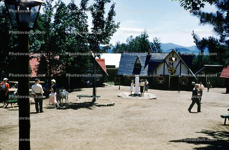 North Pole, Santa's Village, Buildings, trees, 1953, 1950s