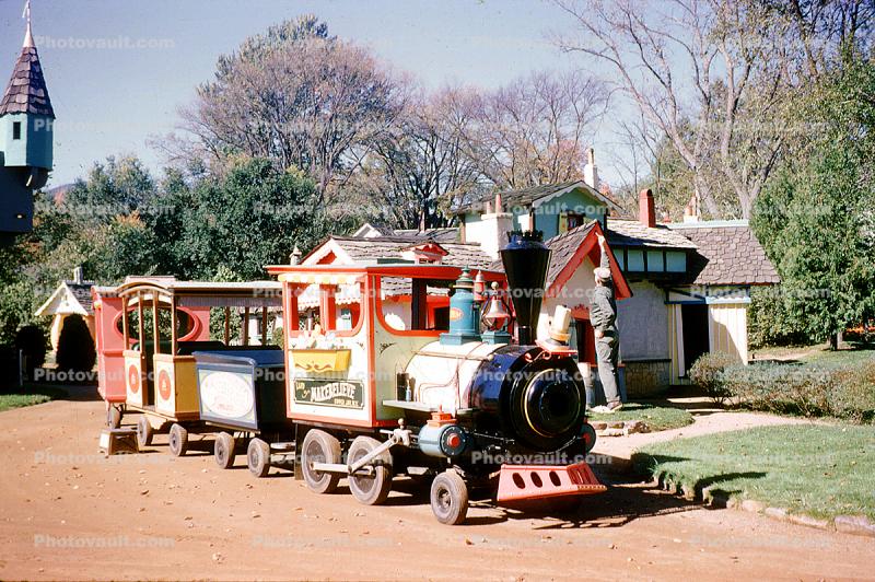 Storybook Miniature Rail, Miniature Train, Live Steamer, Land of Make Believe Park, Hope Township, New Jersey, October 1964, 1960s