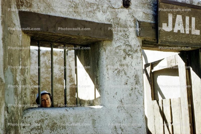 Jail, Bars, Window, Old Time Western Town, Gunfight, Shootout, Cowboys, Men, March 1961, 1960s