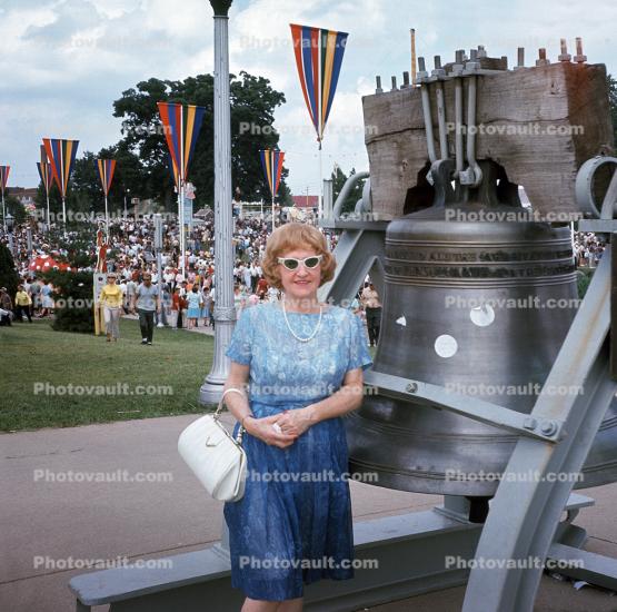 Liberty Bell, Woman, Cateye Glasses, Purse, State Fair, 1950s
