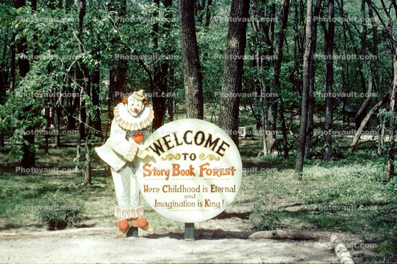 Welcome to Story Book Forest, clown, Ligonier Pennsylvania, 1960s