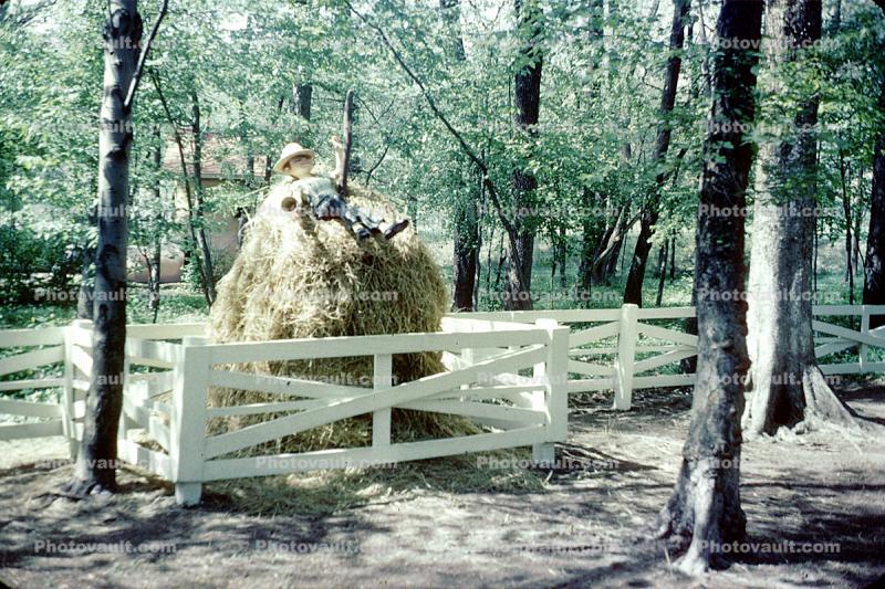 Jack in a Hay Stack, Boy on a Haystack, Storybook, Story Book Forest, Ligonier Pennsylvania, May 1964, 1960s