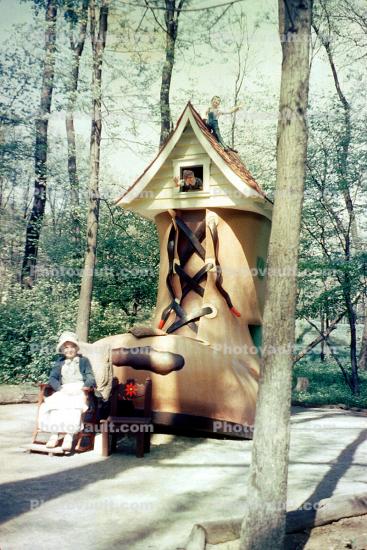 Mother Hubbard, Shoe House, Storybook, Story Book Forest, Boot, May 1964, 1960s, Ligonier Pennsylvania