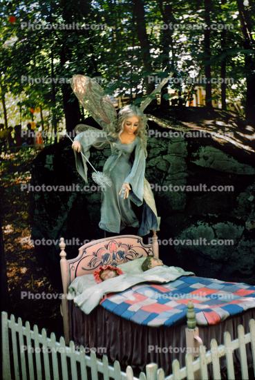 Fairy Godmother, Butterfly Wings, Children Sleeping in Bed, 1950s