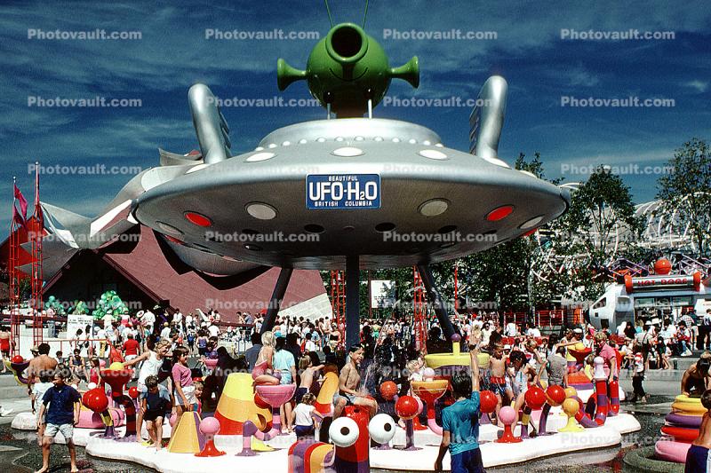 Flying Saucer Water park, UFO, Expo-86, (1986 World Exposition), Vancouver, 1980s