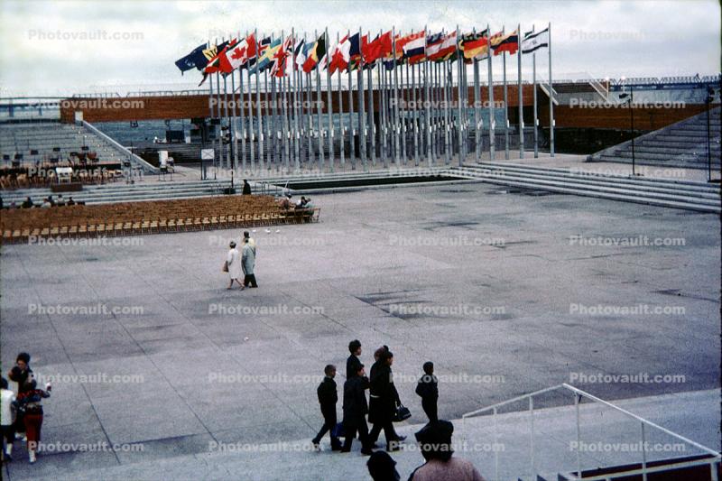 Place de Nations Flags, Montreal Worlds Fair, Expo-67, Montreal, Canada, 1967, 1960s