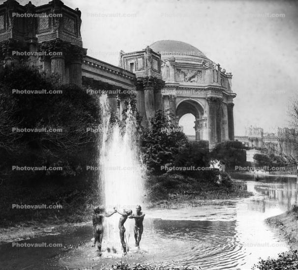 Water Fountain, aquatics, Sculpture, Figurines, Palace of Fine Arts, Panama Pacific International Exposition, 1915