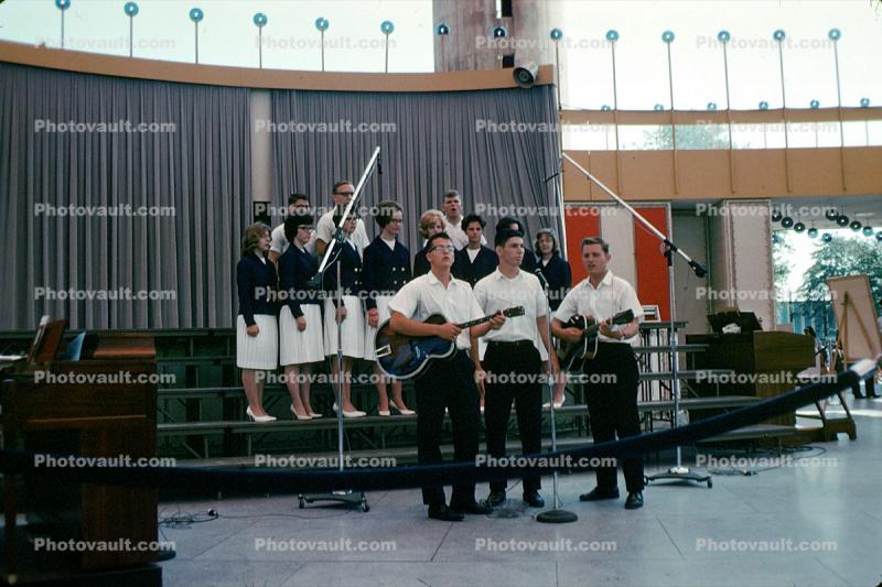 Choir, stage, guitar, New York World's Fair, 1964, 1960s