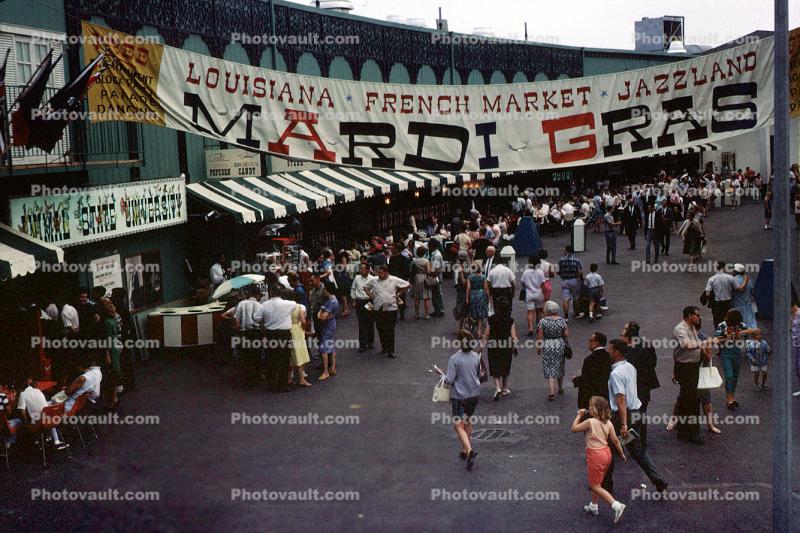 Mardi Gras, Louisiana Pavilion, Crowds, New York Worlds Fair, 1960s, 1964