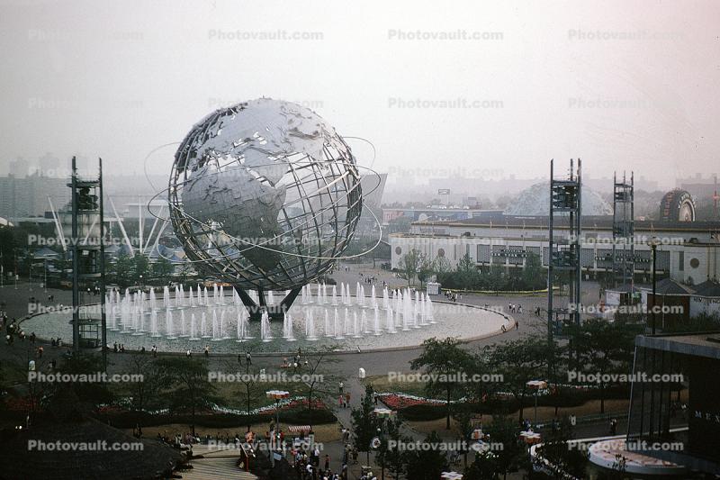 Water Fountain, aquatics, Unisphere, Flushing Meadows, Corona Park, Queens borough, Earth, Globe, New York Worlds Fair, 1964, 1960s