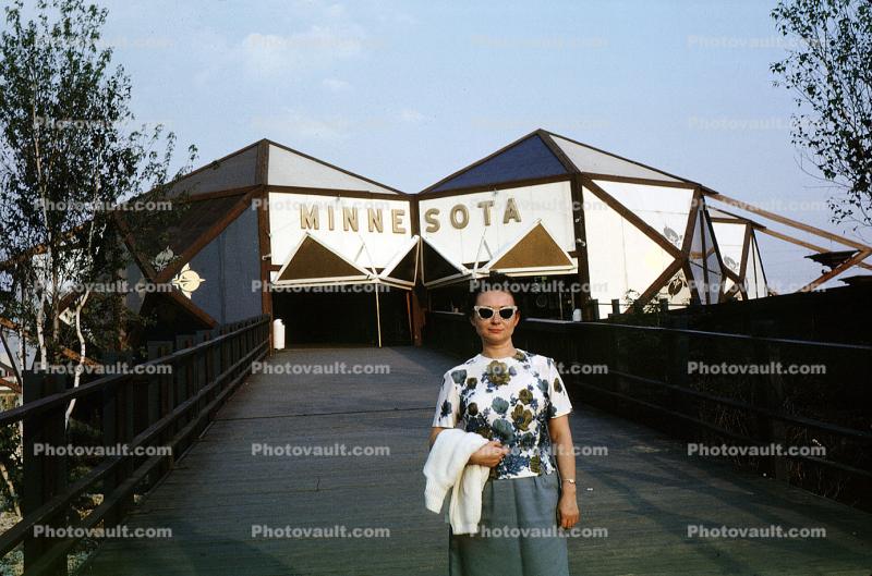 Minnesota Pavilion, Woman, floral shirt, glasses