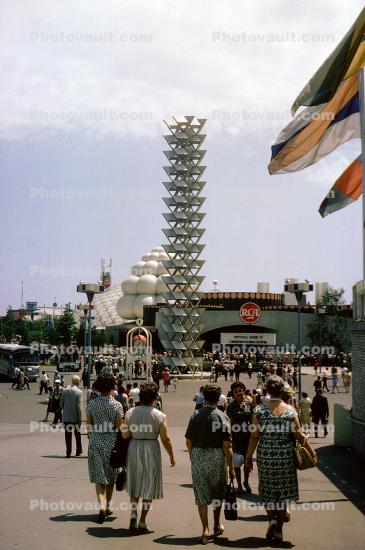 RCA Pavilion, people walking, Building, 1960s