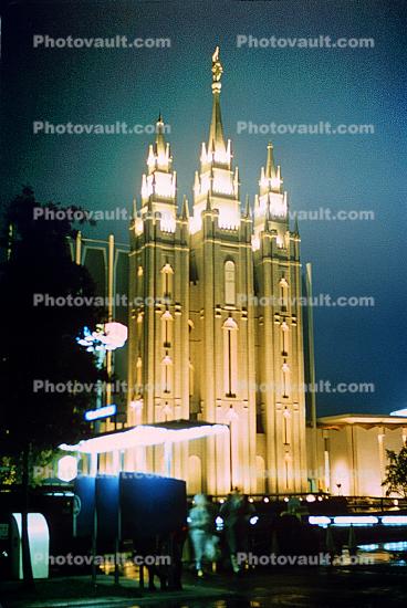 Mormon Church at Night, Nighttime, Evening, Lights