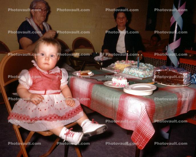 Chubby Girl, Dress, Shoes, Cake, Chair, Table, Cloth, 1950s