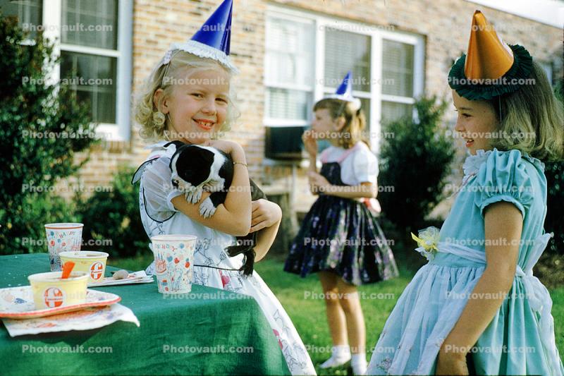 Party Dress, Smiles, Puppy, Girls, Hats, Cute, Foremost Ice Cream, 1950s