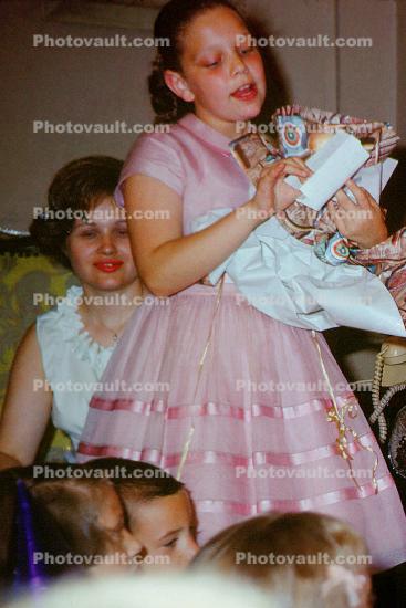 Girl, Opening Presents, Dress, July 1962, 1960s