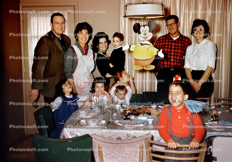 Table, Family, Mickey Mouse, cute, funny, 1950s
