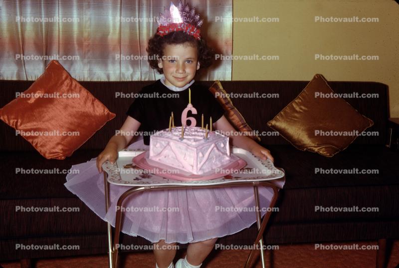 Six Years Old, Linda Sweet Birthday Cake shaped like a Heart, smiles