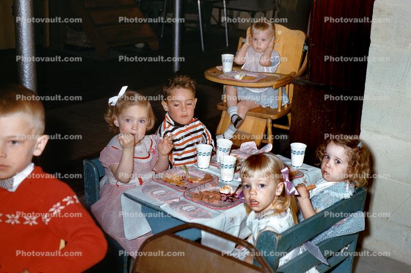Birthday Party Celebration, High Chair, Baby, Toddlers, 1950s