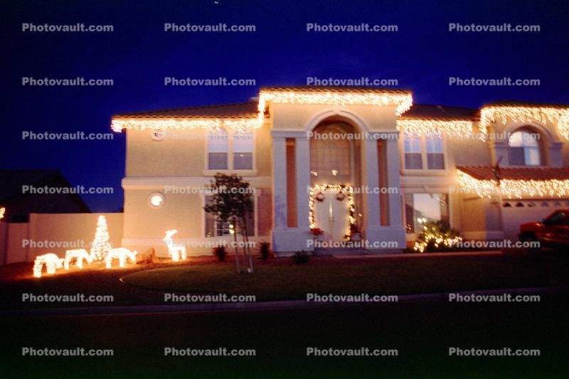 Christmas Lights, home, house, building