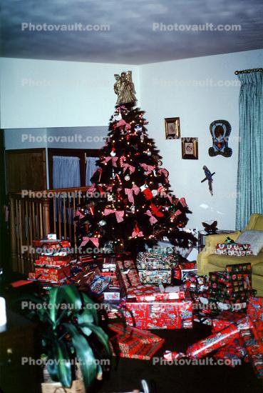 tree, presents, Decorations, Ornaments, 1960s