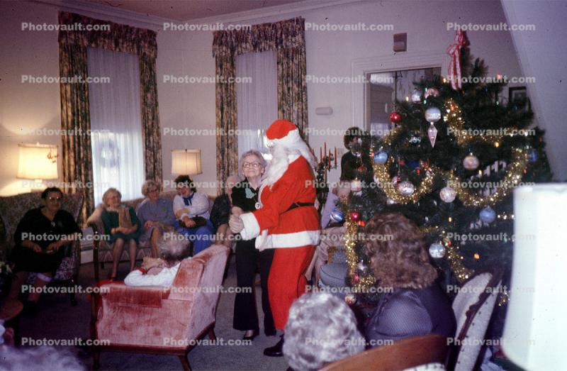 Santa Claus, tree, presents, Decorations, Ornaments, 1950s